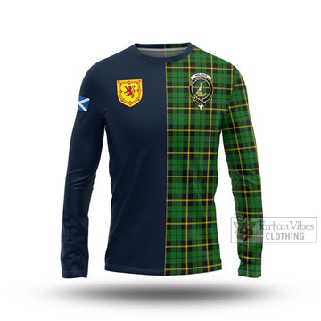 Wallace Hunting Green Tartan Long Sleeve T-Shirt Alba with Scottish Lion Royal Arm Half Style