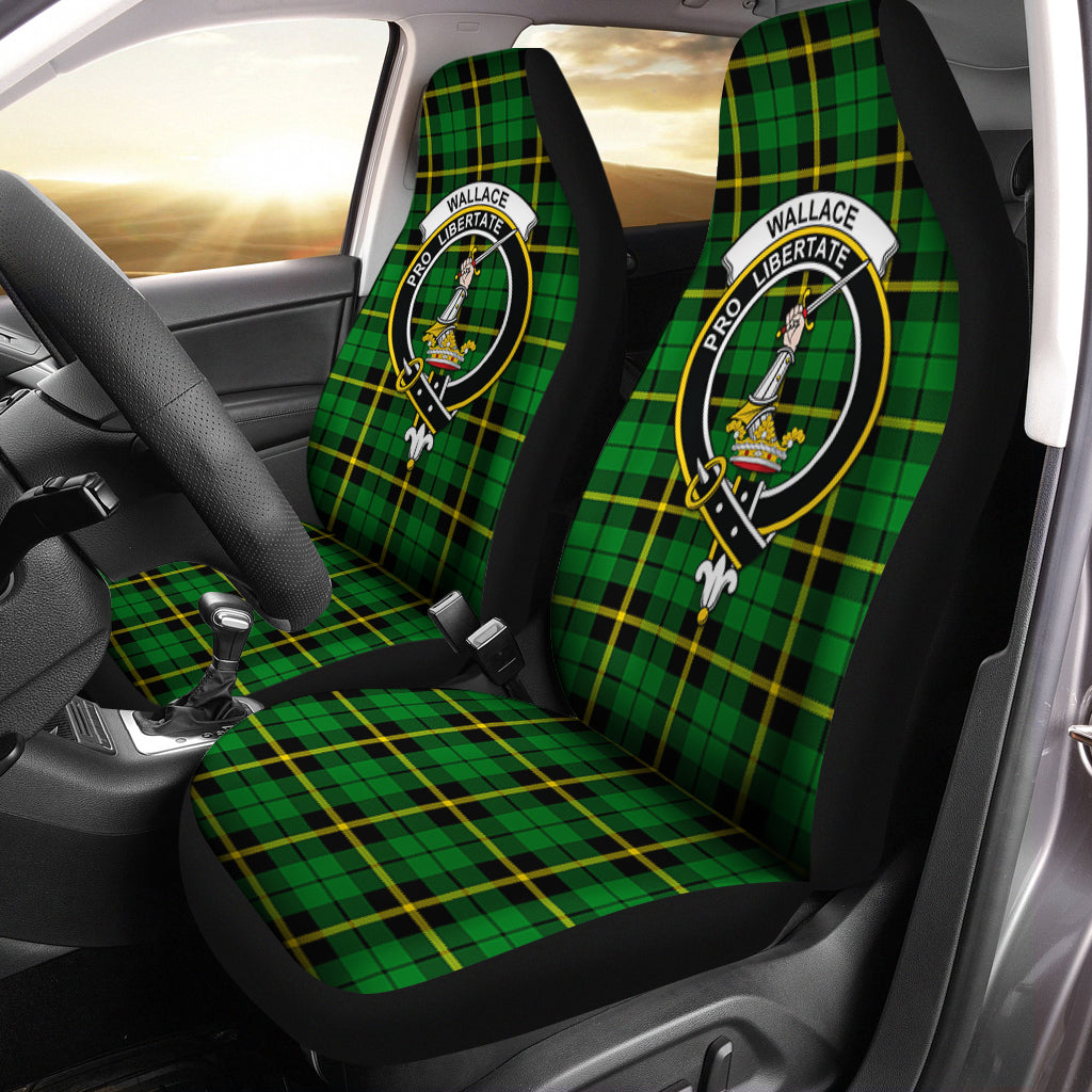 Wallace Hunting Green Tartan Car Seat Cover with Family Crest One Size - Tartanvibesclothing