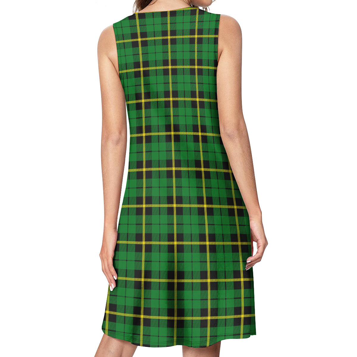 Wallace Hunting Green Tartan Womens Casual Dresses - Tartanvibesclothing