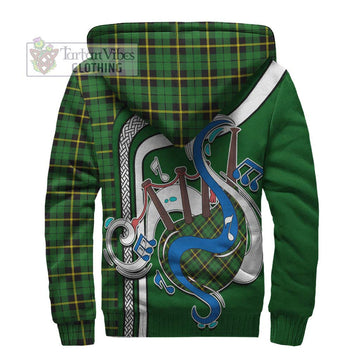 Wallace Hunting Green Tartan Sherpa Hoodie with Epic Bagpipe Style