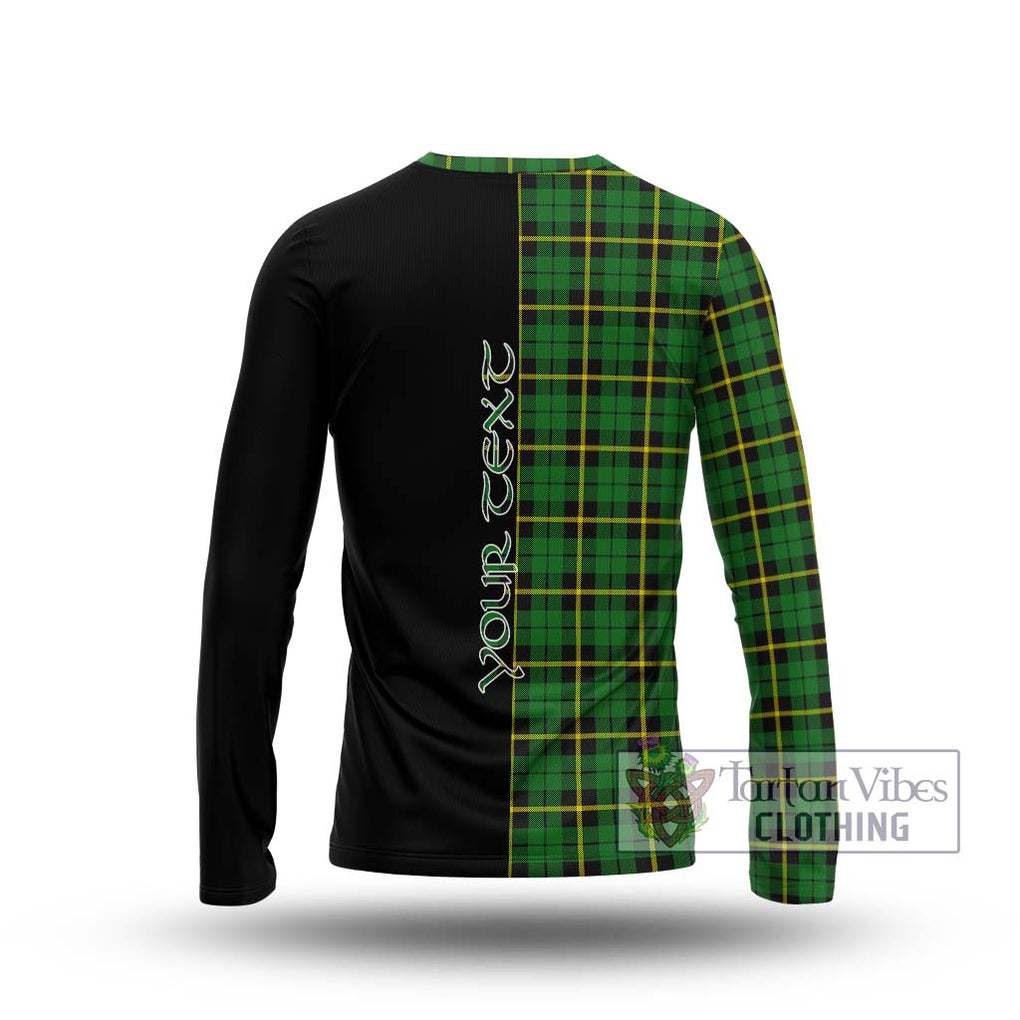 Wallace Hunting Green Tartan Long Sleeve T-Shirt with Family Crest and Half Of Me Style - Tartanvibesclothing Shop