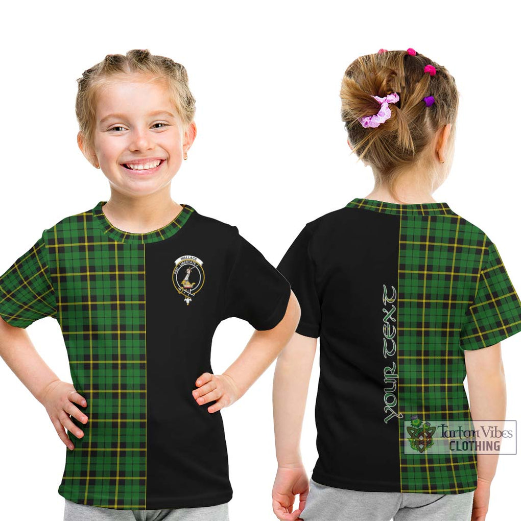 Wallace Hunting Green Tartan Kid T-Shirt with Family Crest and Half Of Me Style - Tartanvibesclothing Shop