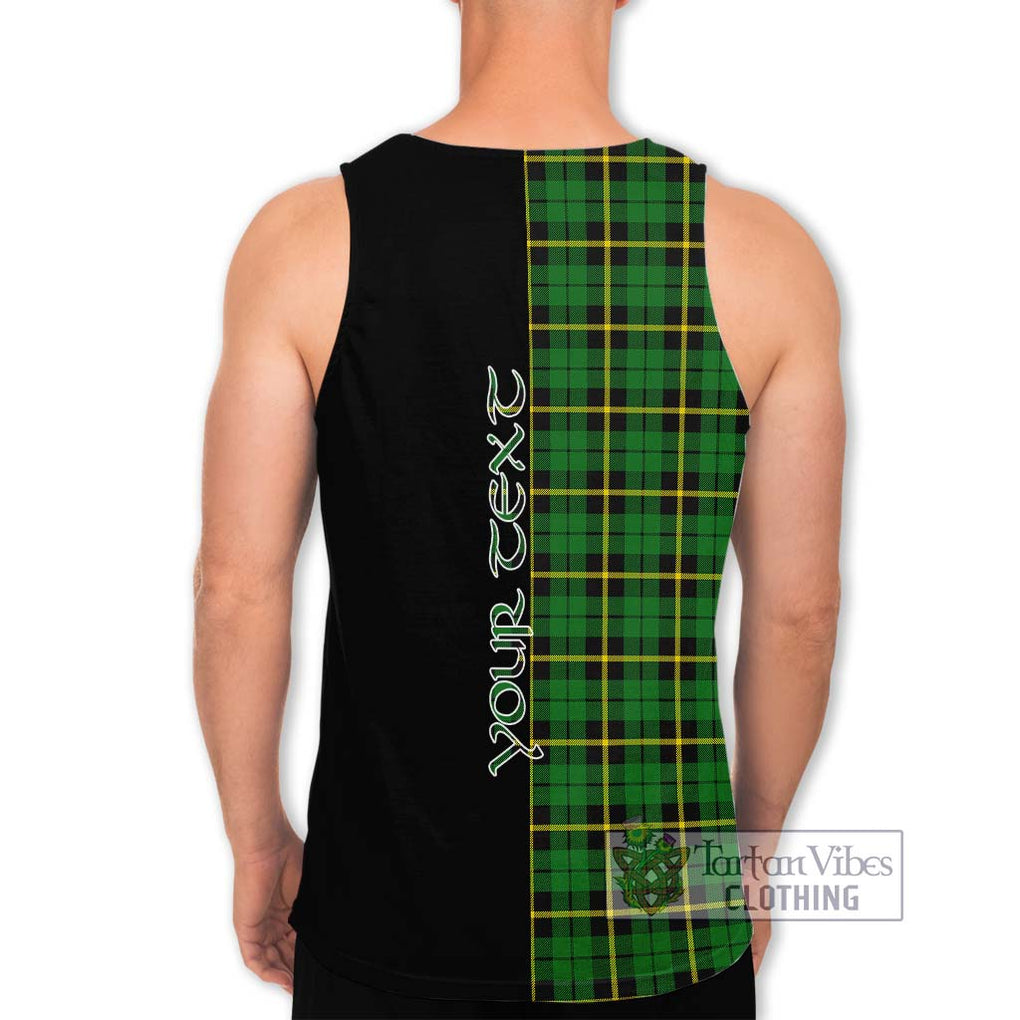 Wallace Hunting Green Tartan Men's Tank Top with Family Crest and Half Of Me Style - Tartanvibesclothing Shop