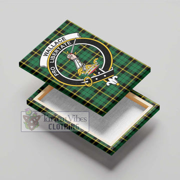 Wallace Hunting Green Tartan Canvas Print Wall Art with Family Crest