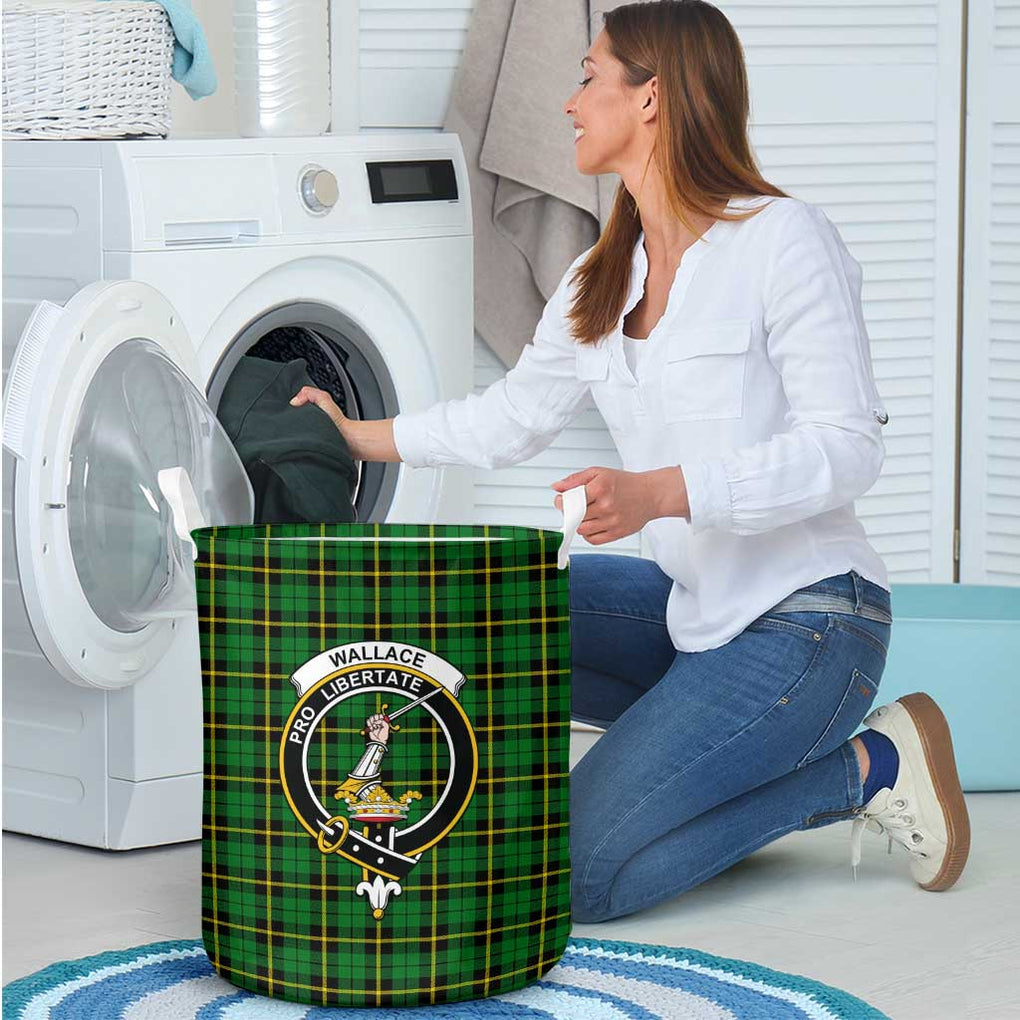 Wallace Hunting Green Tartan Laundry Basket with Family Crest - Tartanvibesclothing Shop