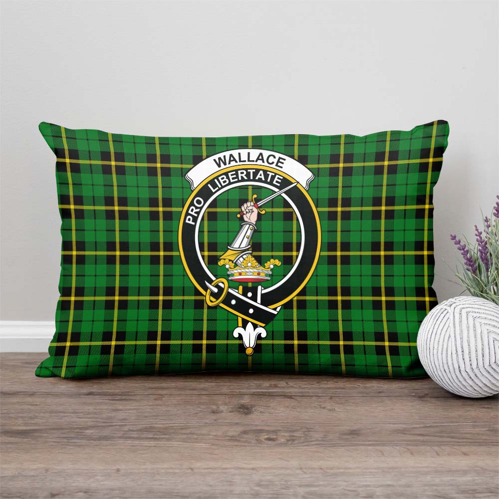 Wallace Hunting Green Tartan Pillow Cover with Family Crest Rectangle Pillow Cover - Tartanvibesclothing