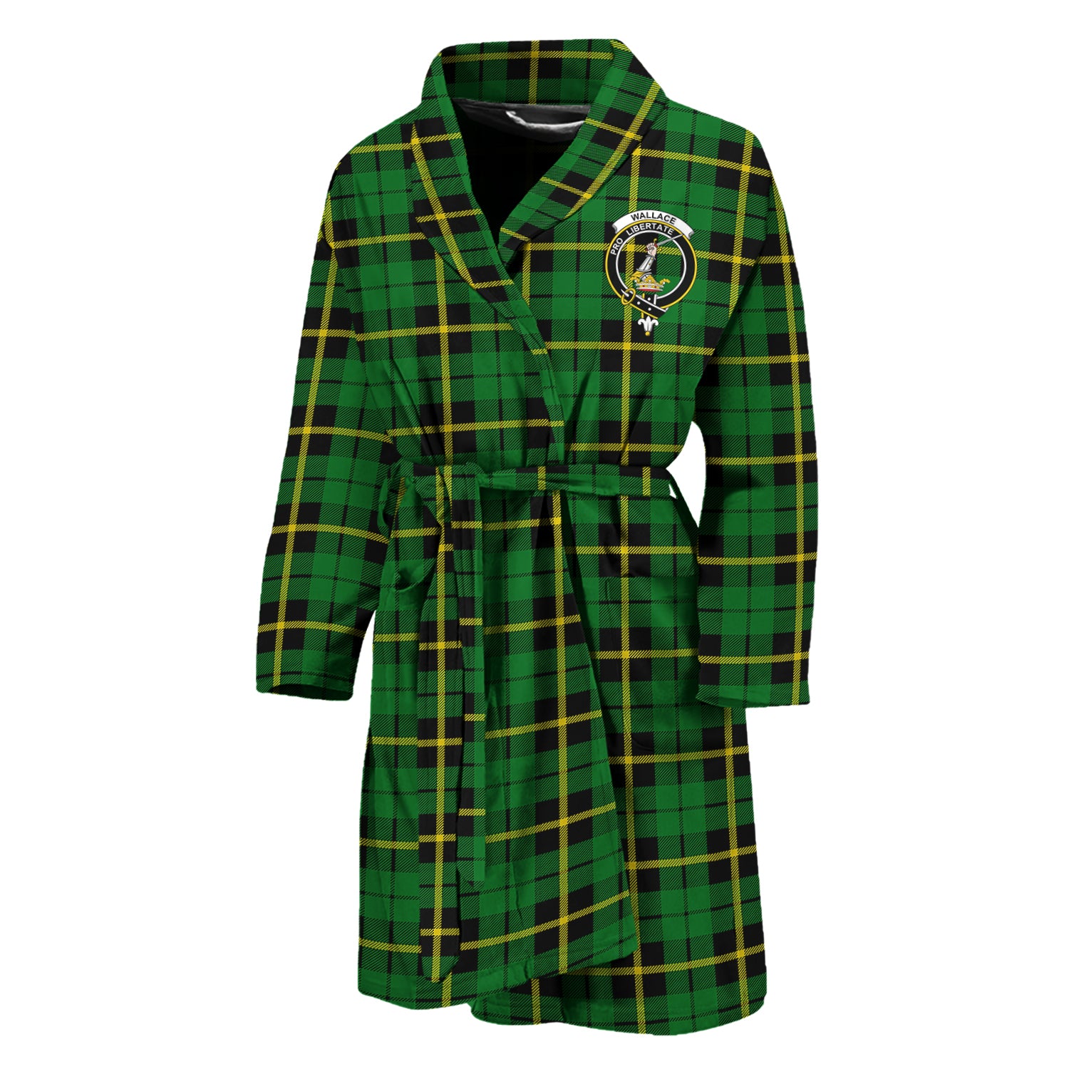 Wallace Hunting Green Tartan Bathrobe with Family Crest Unisex M - Tartan Vibes Clothing