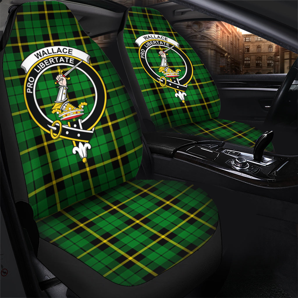 Wallace Hunting Green Tartan Car Seat Cover with Family Crest - Tartanvibesclothing