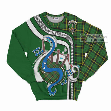 Wallace Hunting Green Tartan Sweatshirt with Epic Bagpipe Style