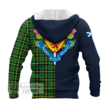 Wallace Hunting Green Tartan Knitted Hoodie Alba with Scottish Lion Royal Arm Half Style