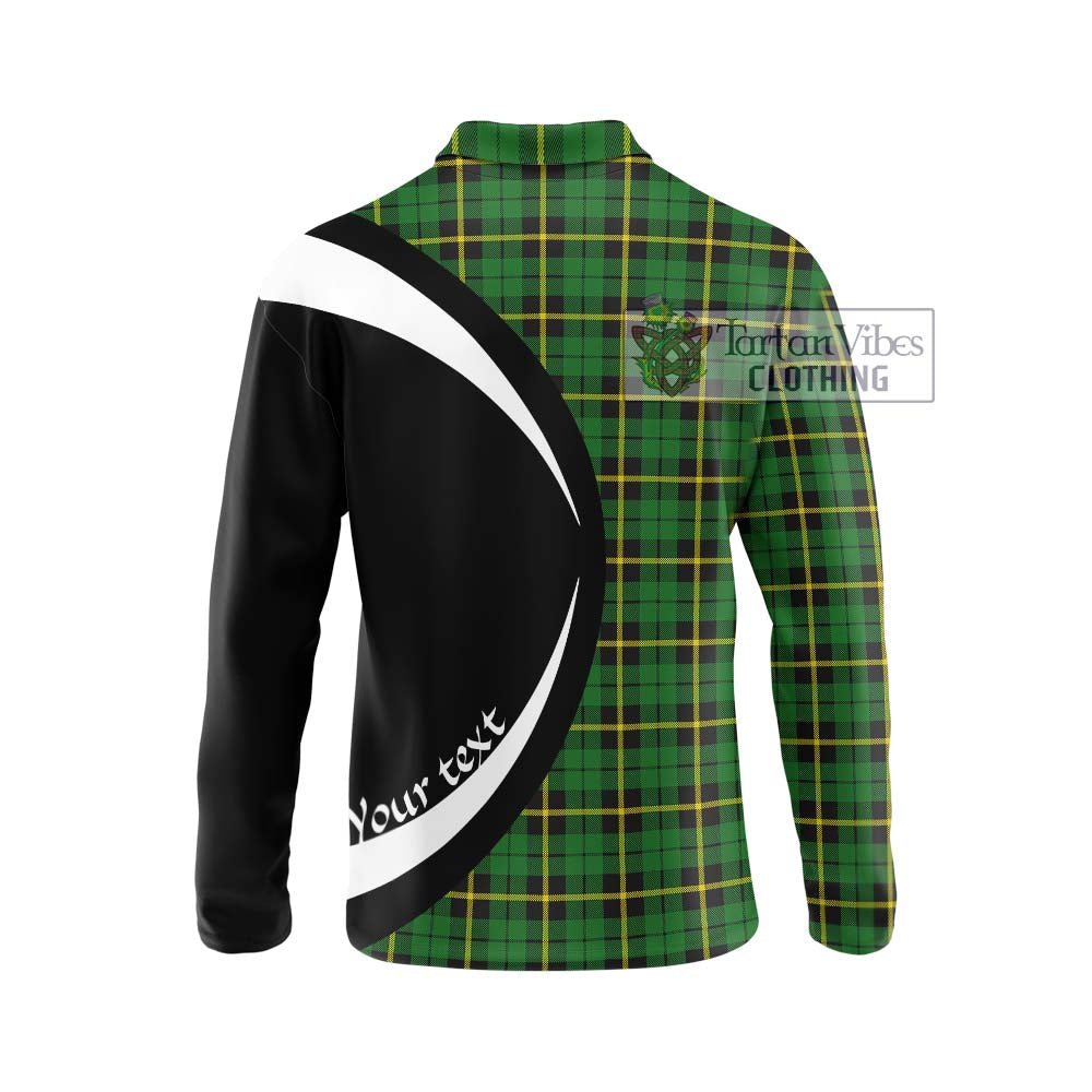 Wallace Hunting Green Tartan Long Sleeve Polo Shirt with Family Crest Circle Style - Tartan Vibes Clothing