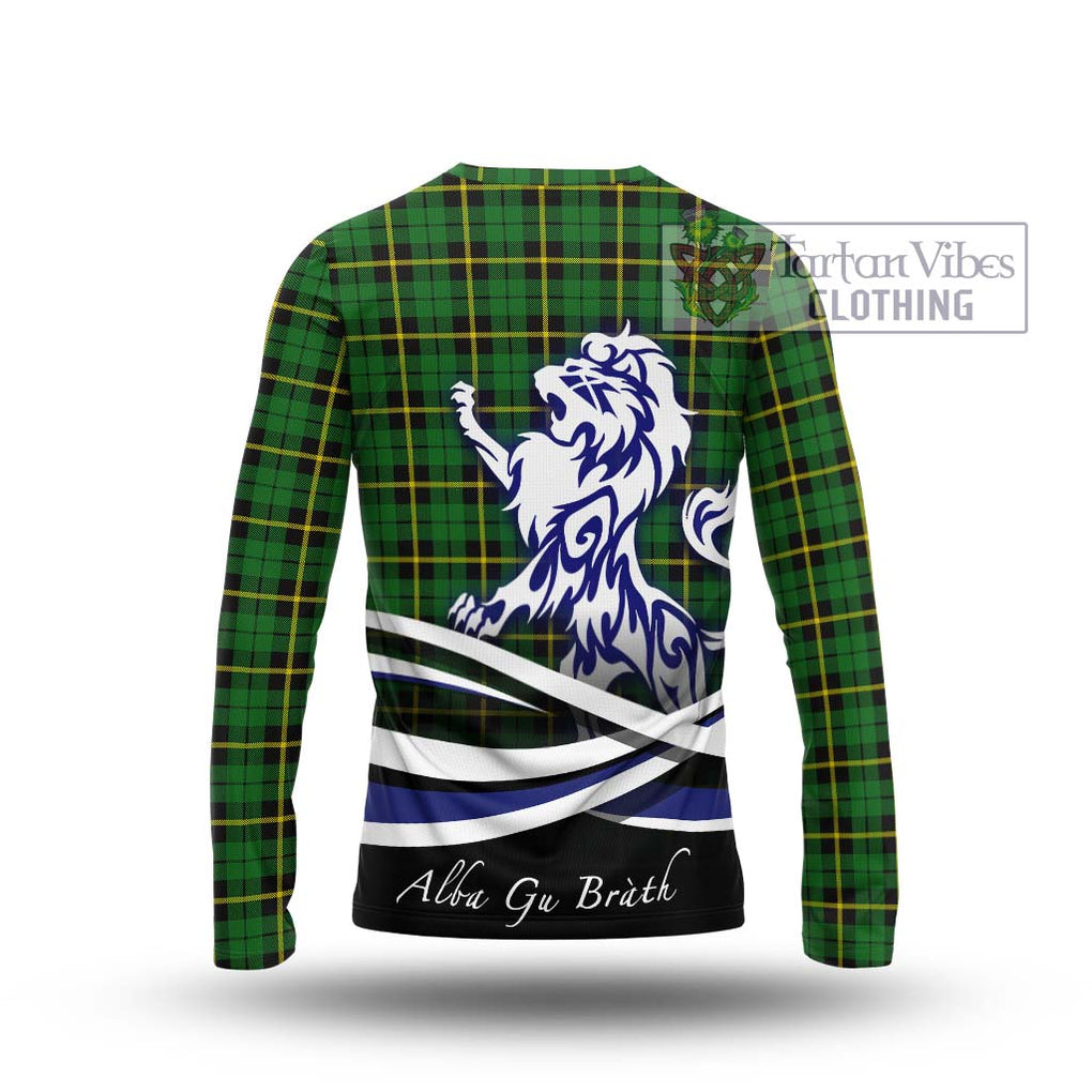 Wallace Hunting Green Tartan Long Sleeve T-Shirt with Alba Gu Brath Regal Lion Emblem - Tartanvibesclothing Shop