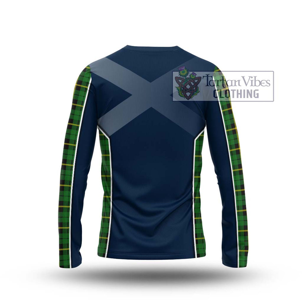 Wallace Hunting Green Tartan Long Sleeve T-Shirt with Family Crest and Lion Rampant Vibes Sport Style - Tartan Vibes Clothing