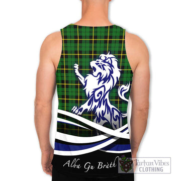 Wallace Hunting Green Tartan Men's Tank Top with Alba Gu Brath Regal Lion Emblem