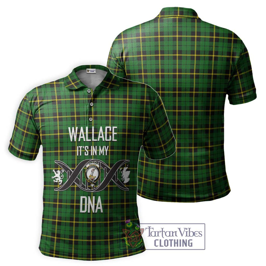 Wallace Hunting Green Tartan Polo Shirt with Family Crest DNA In Me Style - Tartanvibesclothing Shop