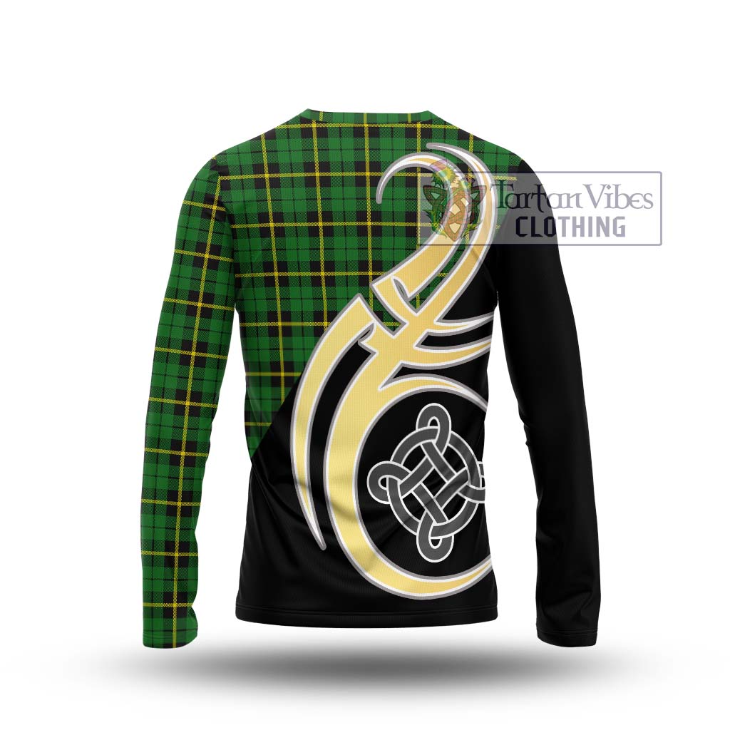 Wallace Hunting Green Tartan Long Sleeve T-Shirt with Family Crest and Celtic Symbol Style - Tartan Vibes Clothing