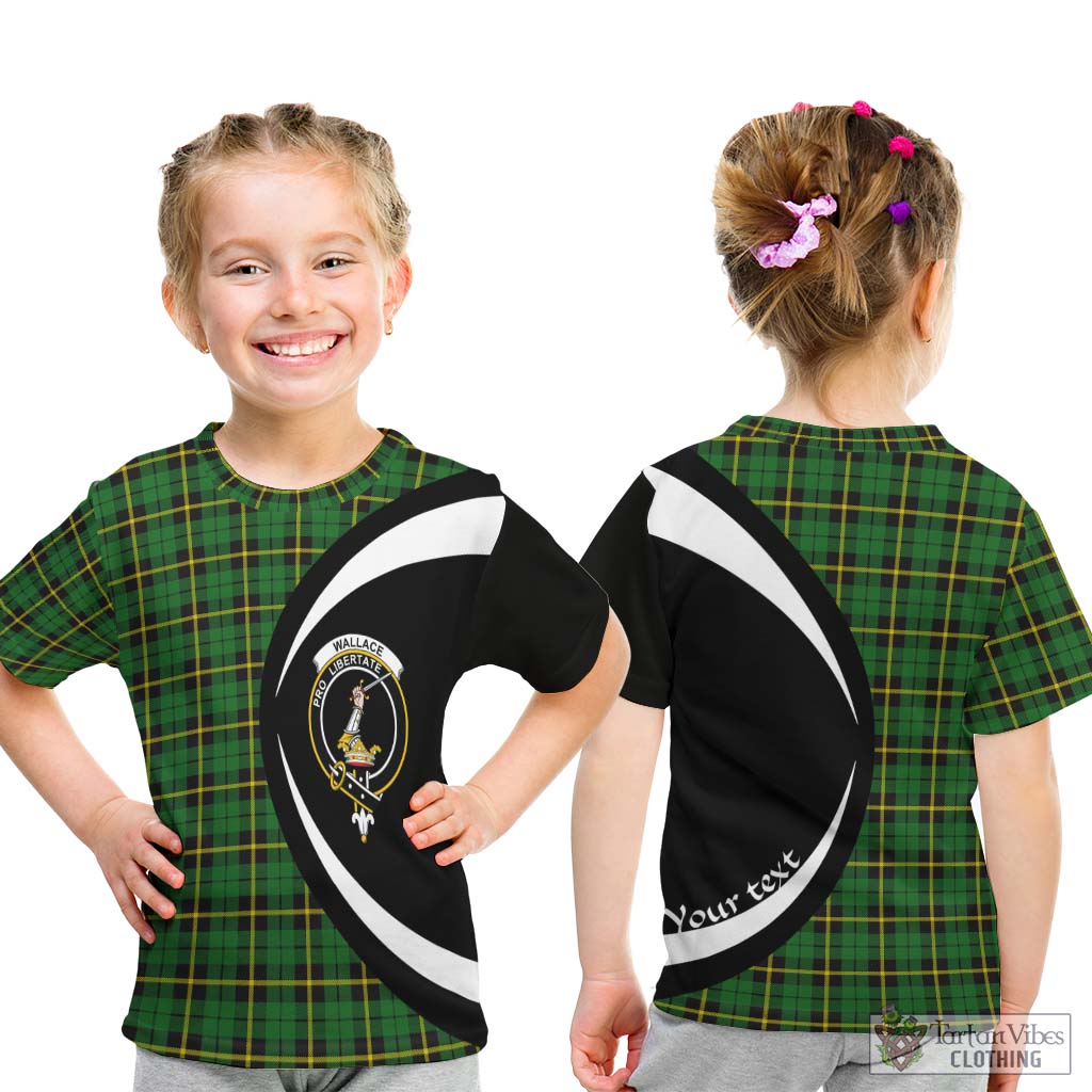 Wallace Hunting Green Tartan Kid T-Shirt with Family Crest Circle Style - Tartan Vibes Clothing