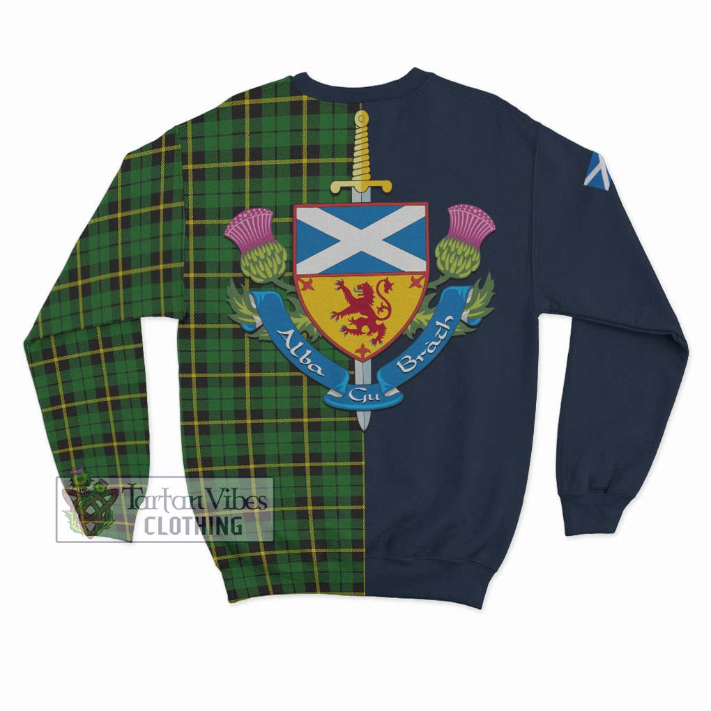 Tartan Vibes Clothing Wallace Hunting Green Tartan Sweatshirt with Scottish Lion Royal Arm Half Style