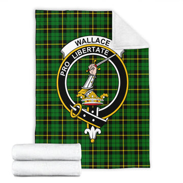 Wallace Hunting Green Tartan Blanket with Family Crest