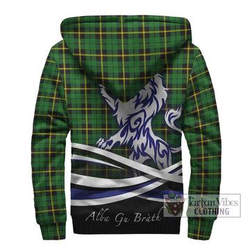 Wallace Hunting Green Tartan Sherpa Hoodie with Alba Gu Brath Regal Lion Emblem