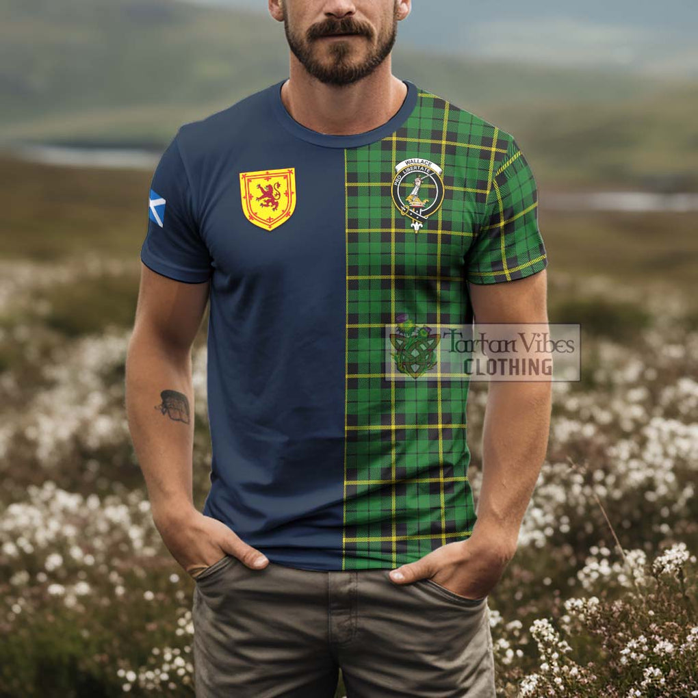 Tartan Vibes Clothing Wallace Hunting Green Tartan T-Shirt Alba with Scottish Lion Royal Arm Half Style