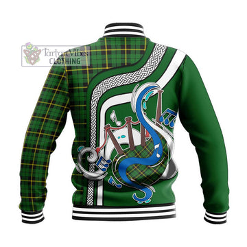 Wallace Hunting Green Tartan Baseball Jacket with Epic Bagpipe Style