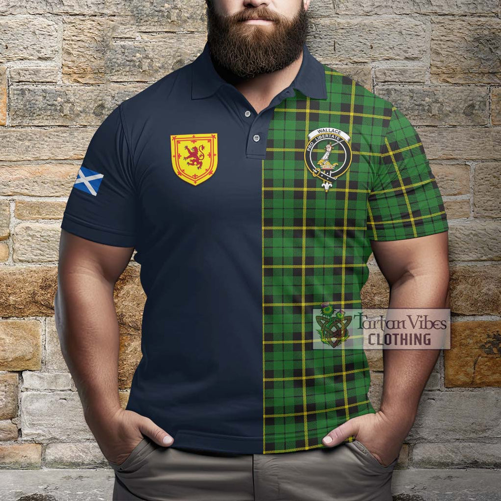 Tartan Vibes Clothing Wallace Hunting Green Tartan Polo Shirt with Scottish Lion Royal Arm Half Style