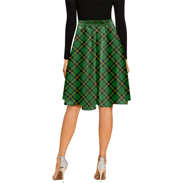 Wallace Hunting Green Tartan Melete Pleated Midi Skirt