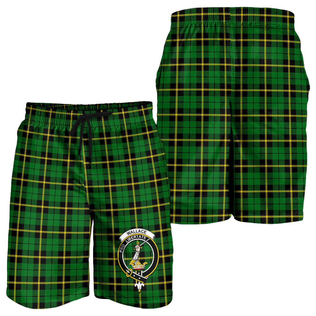 wallace-hunting-green-tartan-mens-shorts-with-family-crest