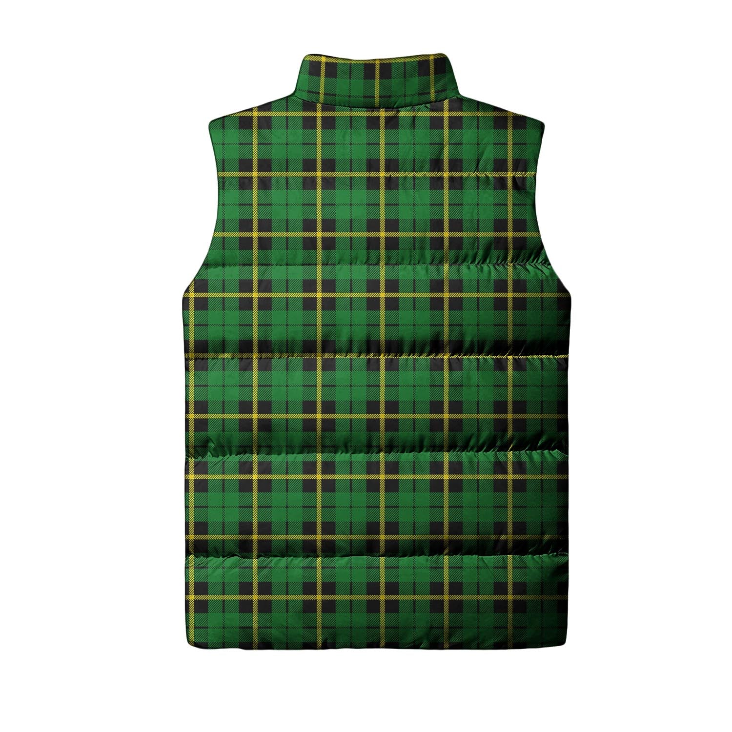 Wallace Hunting Green Tartan Sleeveless Puffer Jacket with Family Crest - Tartanvibesclothing