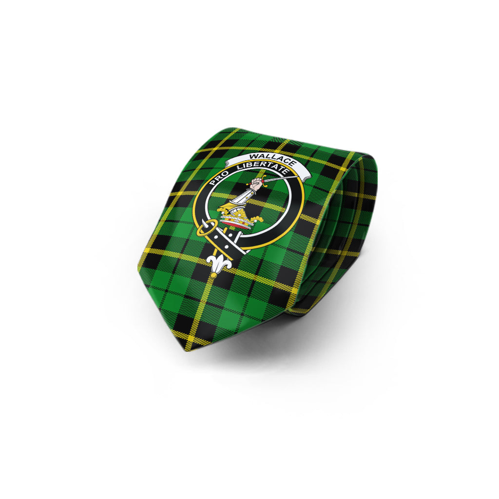 Wallace Hunting Green Tartan Classic Necktie with Family Crest - Tartan Vibes Clothing