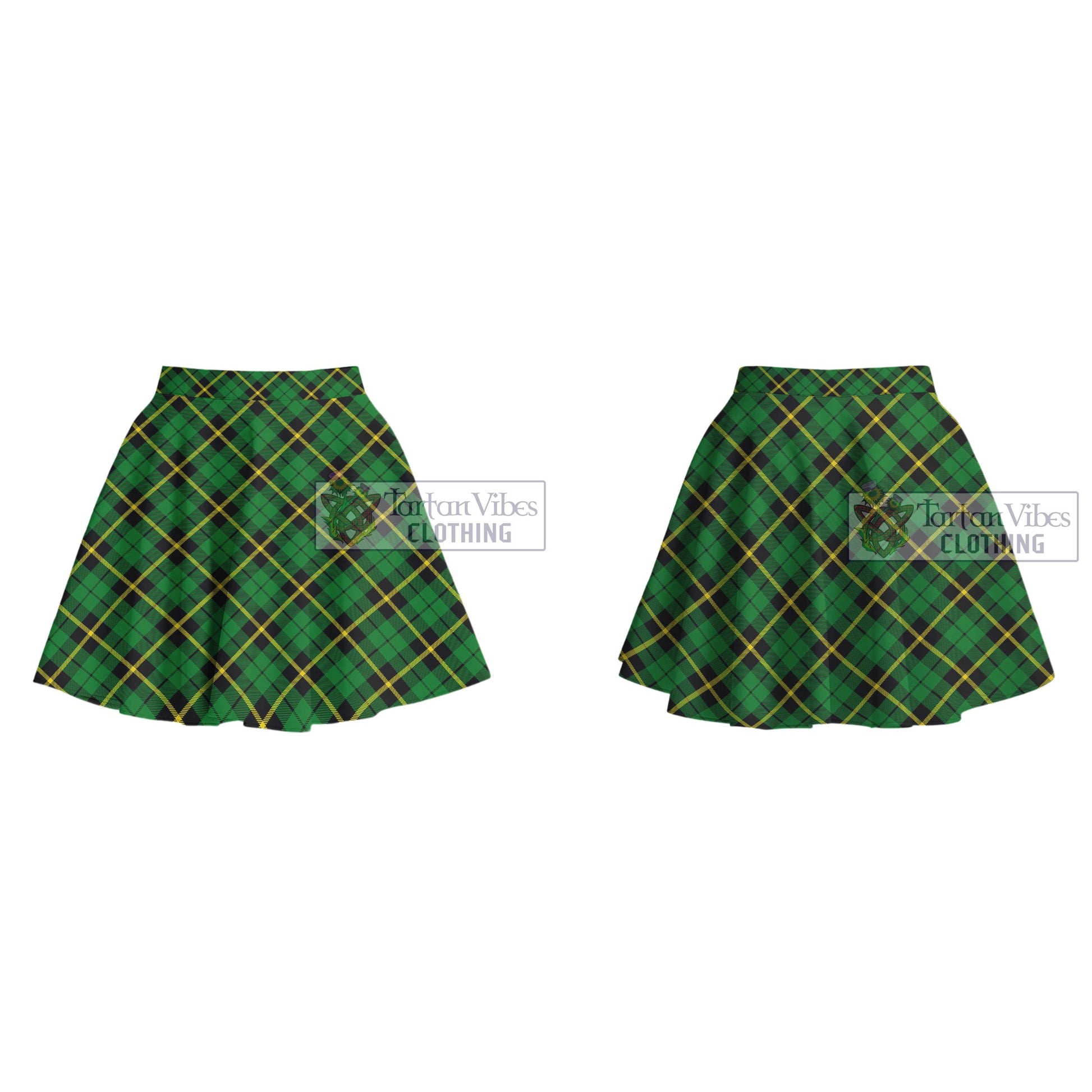 Tartan Vibes Clothing Wallace Hunting Green Tartan Women's Plated Mini Skirt