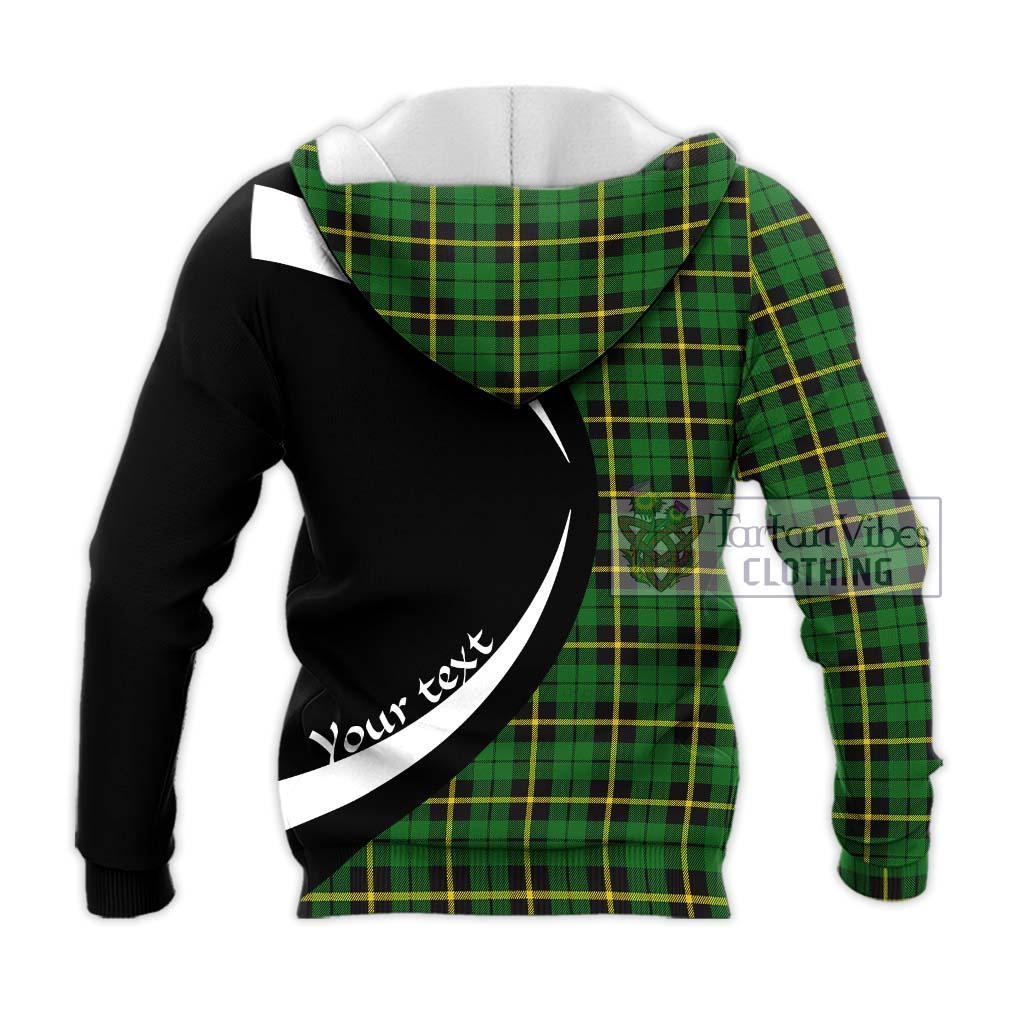 Wallace Hunting Green Tartan Knitted Hoodie with Family Crest Circle Style - Tartan Vibes Clothing