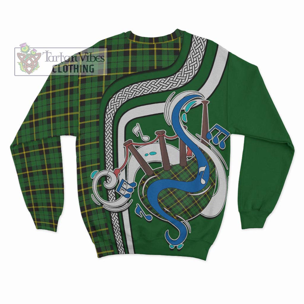 Tartan Vibes Clothing Wallace Hunting Green Tartan Sweatshirt with Epic Bagpipe Style