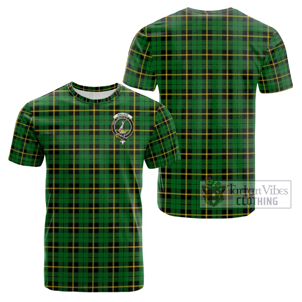 Tartan Vibes Clothing Wallace Hunting Green Tartan Cotton T-Shirt with Family Crest