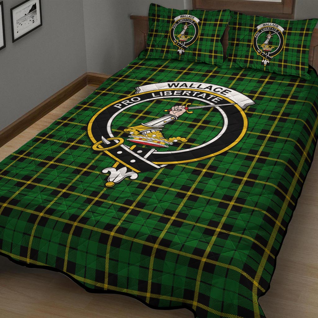 Wallace Hunting Green Tartan Quilt Bed Set with Family Crest - Tartan Vibes Clothing