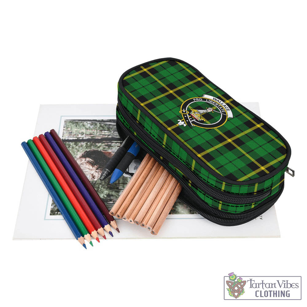 Tartan Vibes Clothing Wallace Hunting Green Tartan Pen and Pencil Case with Family Crest