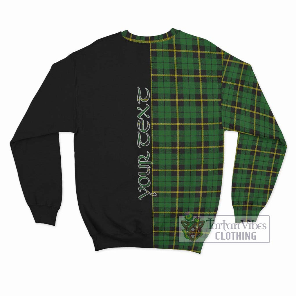 Wallace Hunting Green Tartan Sweatshirt with Family Crest and Half Of Me Style - Tartanvibesclothing Shop