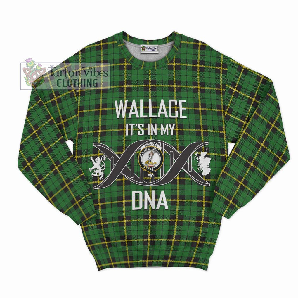 Wallace Hunting Green Tartan Sweatshirt with Family Crest DNA In Me Style - Tartanvibesclothing Shop