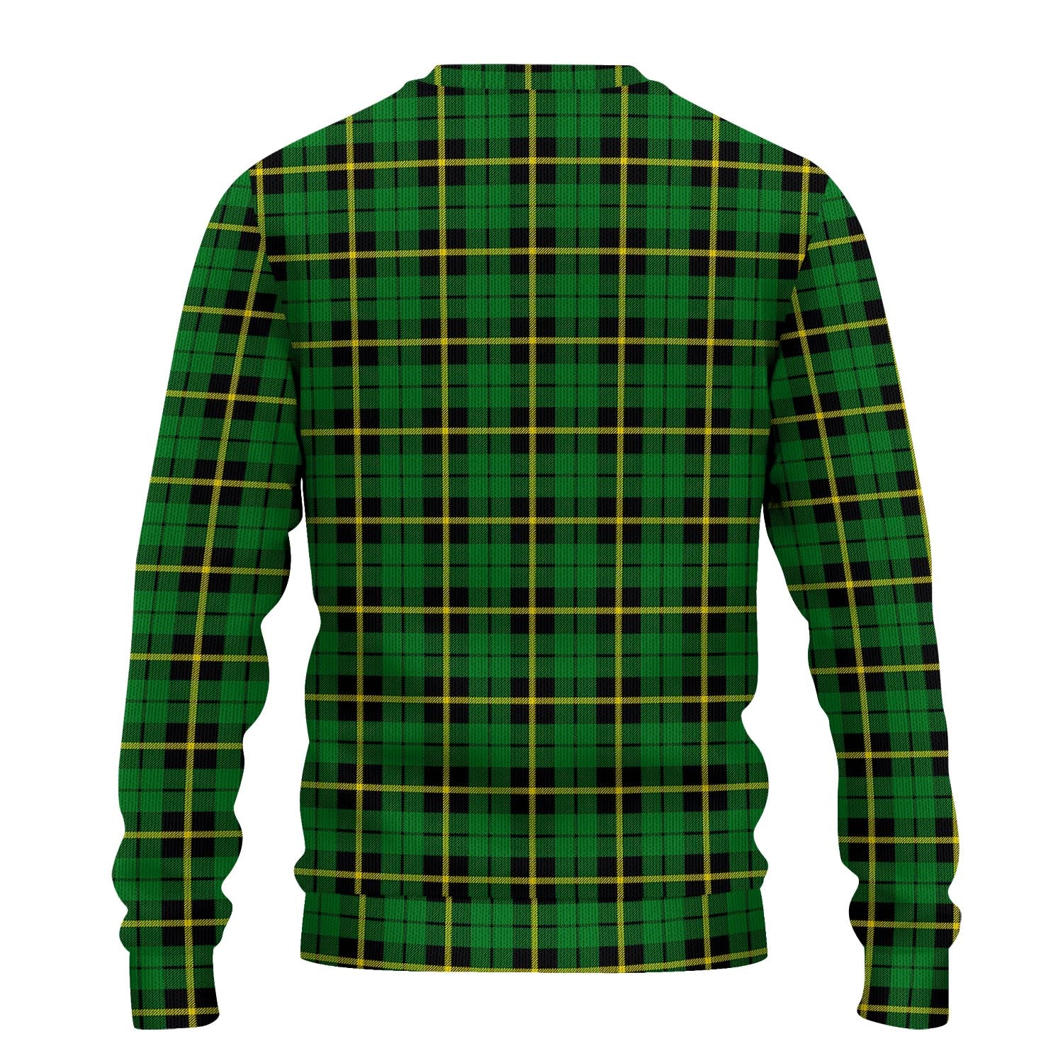 Wallace Hunting Green Tartan Knitted Sweater with Family Crest - Tartanvibesclothing