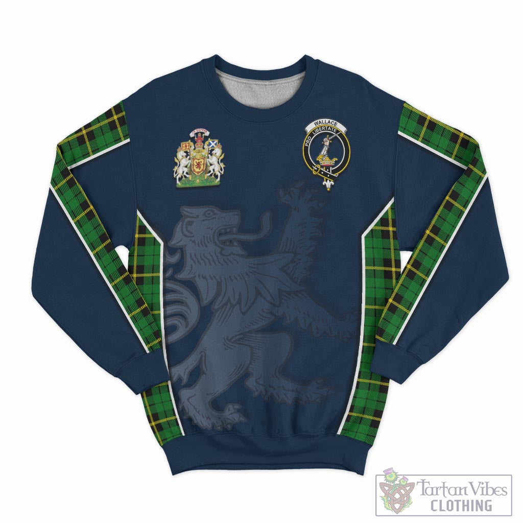 Tartan Vibes Clothing Wallace Hunting Green Tartan Sweater with Family Crest and Lion Rampant Vibes Sport Style