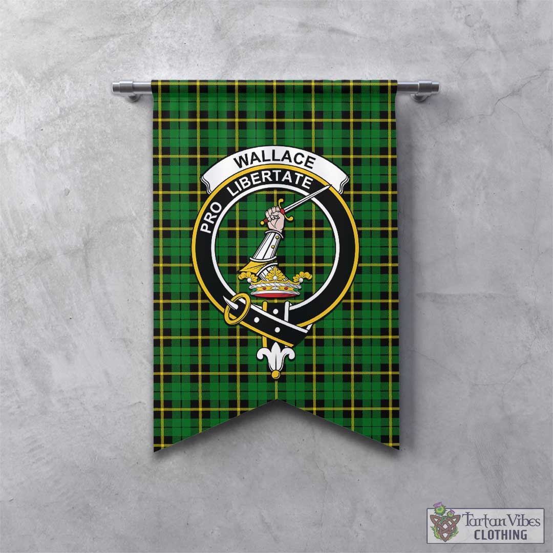 Tartan Vibes Clothing Wallace Hunting Green Tartan Gonfalon, Tartan Banner with Family Crest