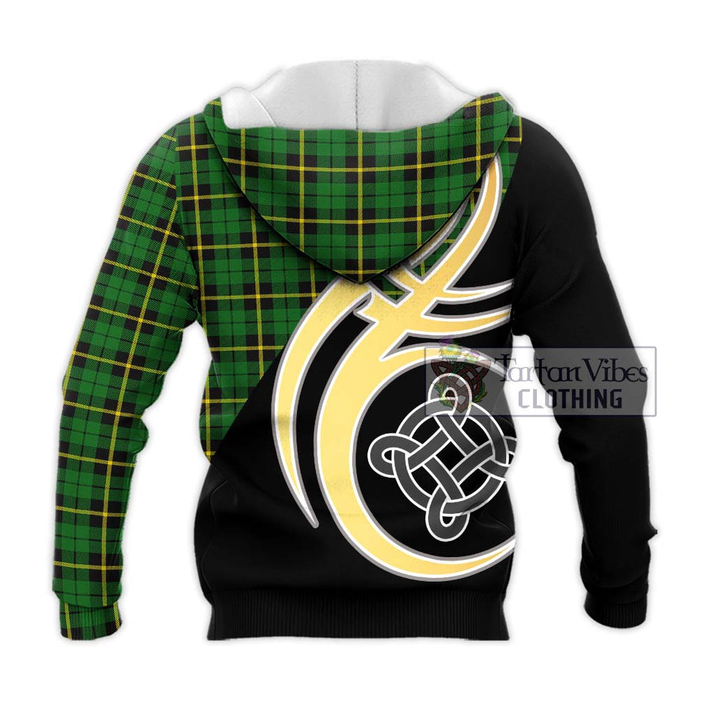 Wallace Hunting Green Tartan Knitted Hoodie with Family Crest and Celtic Symbol Style - Tartan Vibes Clothing