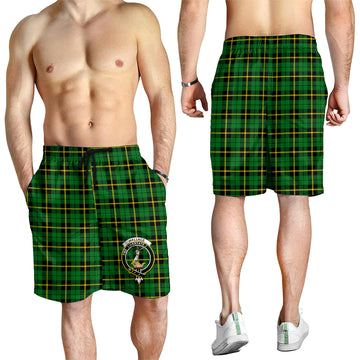 Wallace Hunting Green Tartan Mens Shorts with Family Crest