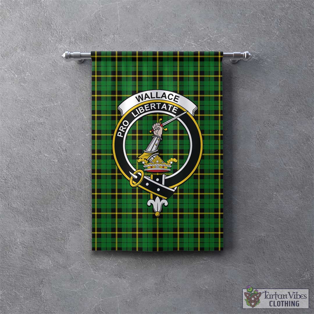 Tartan Vibes Clothing Wallace Hunting Green Tartan Gonfalon, Tartan Banner with Family Crest