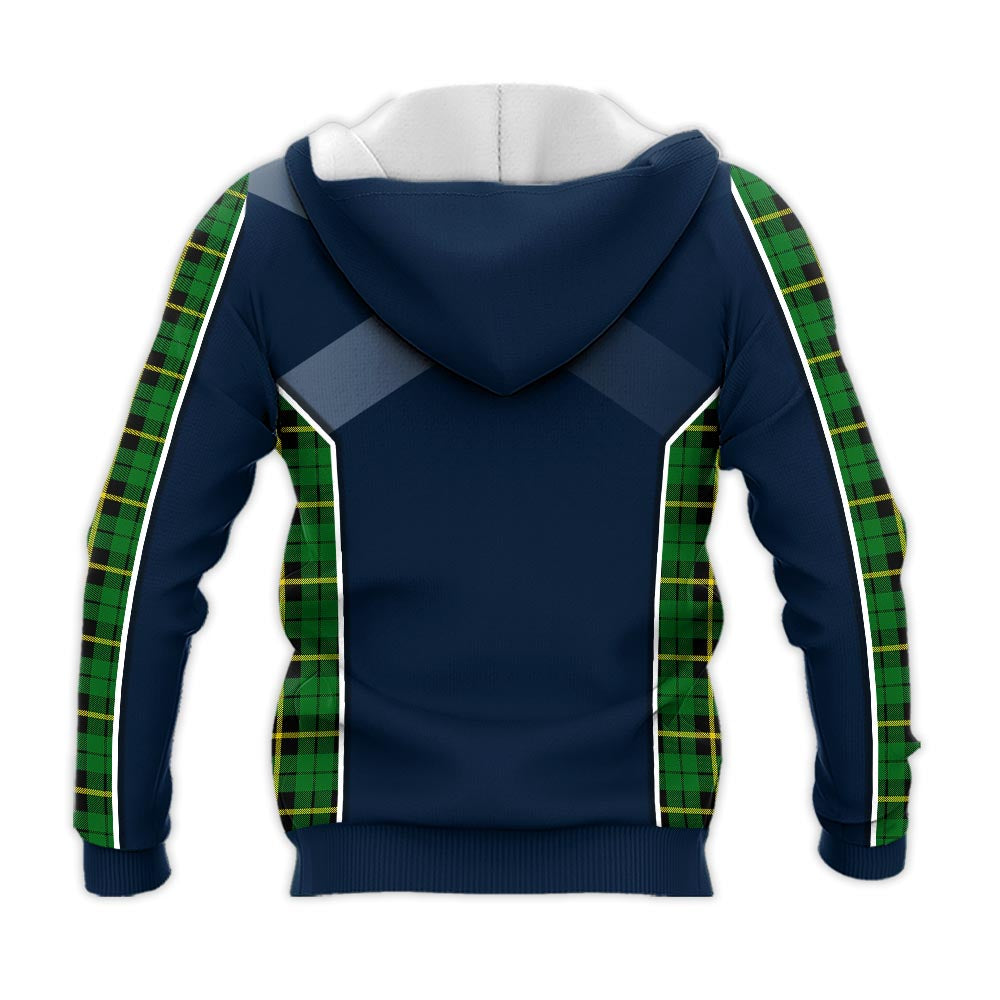 Tartan Vibes Clothing Wallace Hunting Green Tartan Knitted Hoodie with Family Crest and Scottish Thistle Vibes Sport Style