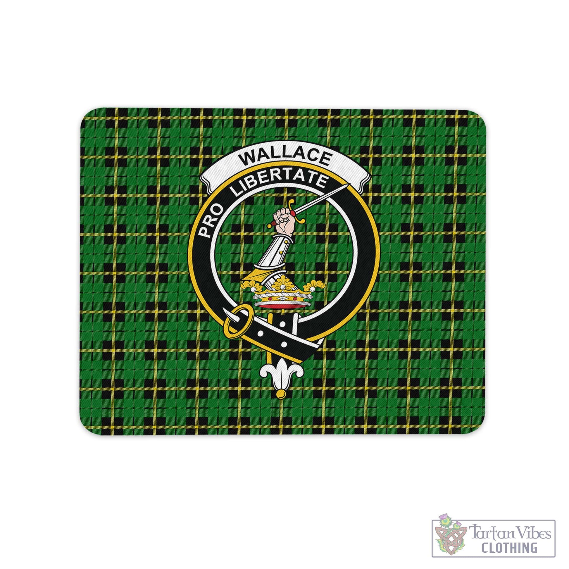 Tartan Vibes Clothing Wallace Hunting Green Tartan Mouse Pad with Family Crest