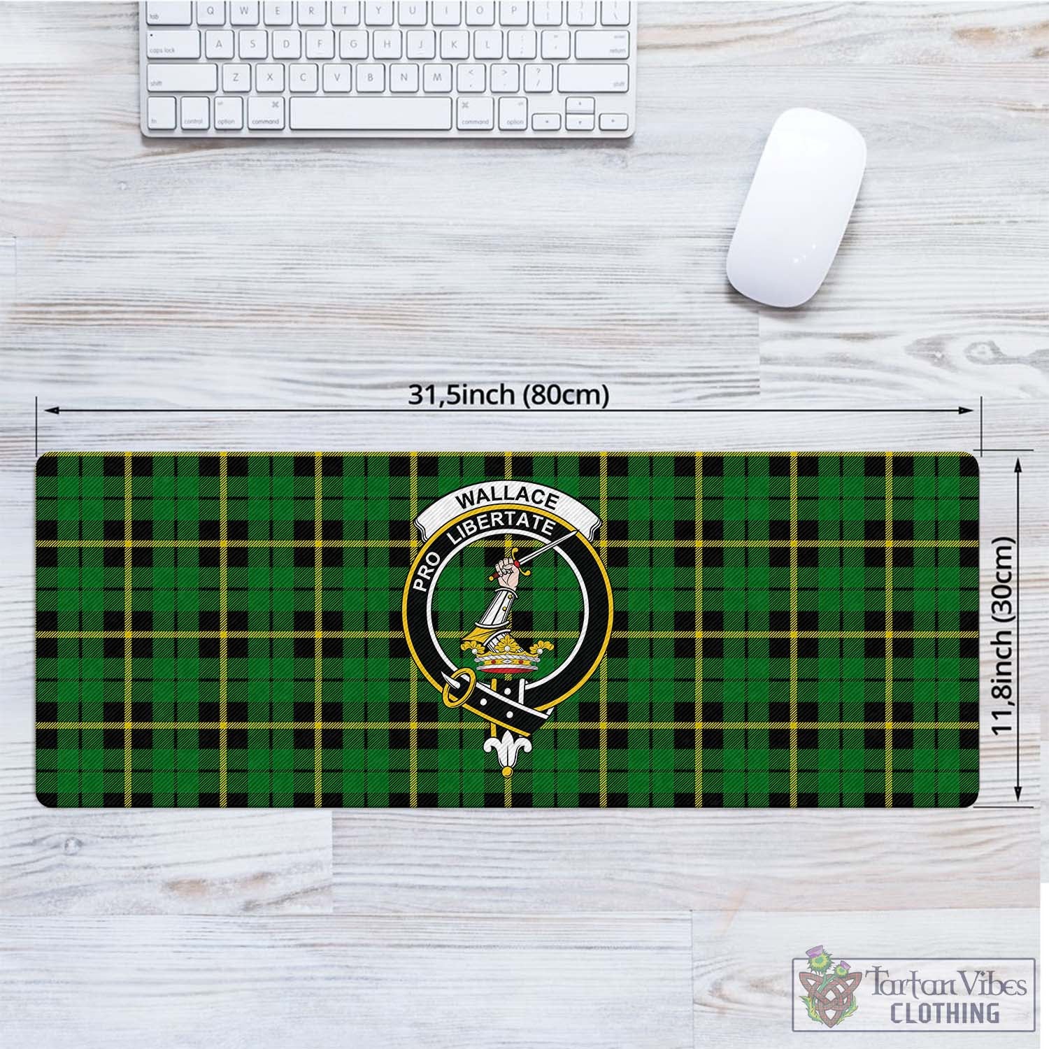 Tartan Vibes Clothing Wallace Hunting Green Tartan Mouse Pad with Family Crest