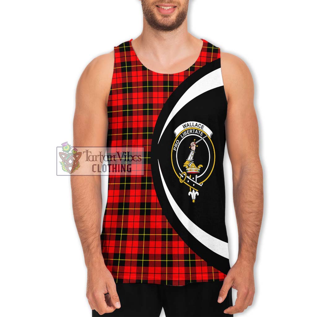 Wallace Hunting Red Tartan Men's Tank Top with Family Crest Circle Style Men - Tartan Vibes Clothing