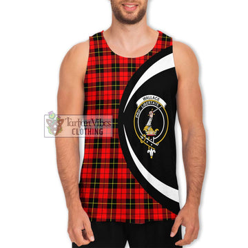 Wallace Hunting Red Tartan Men's Tank Top with Family Crest Circle Style